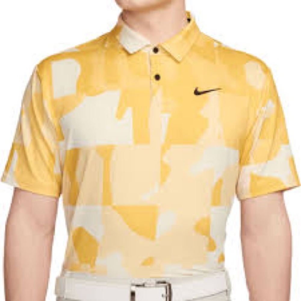 Nike Dri-FIT ADV Tour Golf Polo in a yellow camo pattern Sz XXL